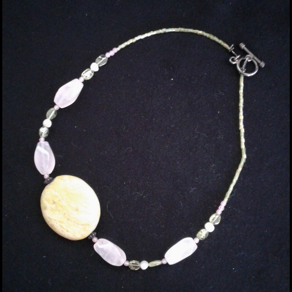 Handmade beaded necklace with stones